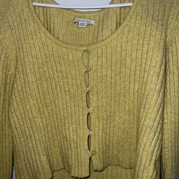 Yellow Ribbed Button-Up Cardigan - Picture 2 of 3